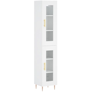 vidaXL Buffet haut Blanc 34,5x34x180 cm Bois d'ingénierie pas cher