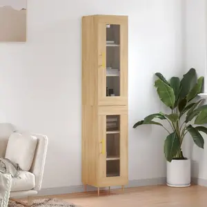 vidaXL Vidaxl Buffet Haut Chêne Sonoma 34,5x34x180 Cm Bois D'ingénierie pas cher