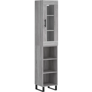 vidaXL Buffet haut Sonoma gris 34,5x34x180 cm Bois d'ingénierie pas cher