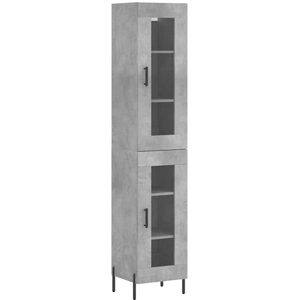 vidaXL Buffet haut Gris béton 34,5x34x180 cm Bois d'ingénierie pas cher