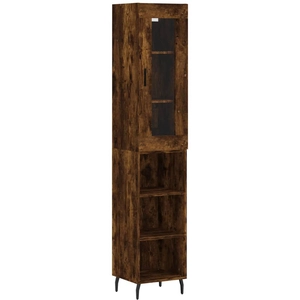 vidaXL Buffet haut Chêne fumé 34,5x34x180 cm Bois d'ingénierie pas cher