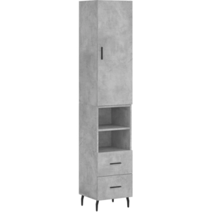 vidaXL Buffet haut Gris béton 34,5x34x180 cm Bois d'ingénierie pas cher