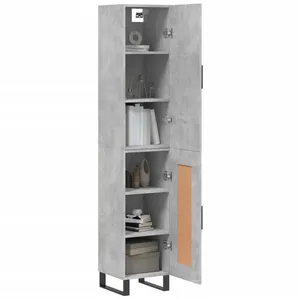 vidaXL Buffet haut Gris béton 34,5x34x180 cm Bois d'ingénierie pas cher