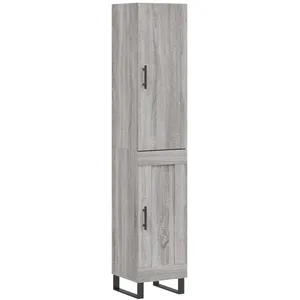 vidaXL Buffet haut Sonoma gris 34,5x34x180 cm Bois d'ingénierie pas cher