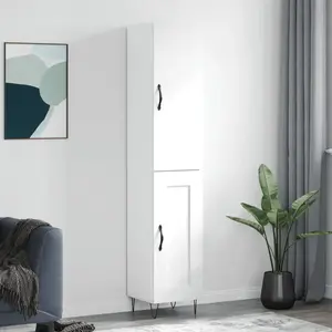 vidaXL Buffet haut Blanc 34,5x34x180 cm Bois d'ingénierie pas cher