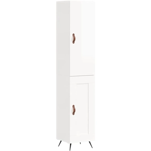 vidaXL Buffet haut Blanc brillant 34,5x34x180 cm Bois d'ingénierie pas cher