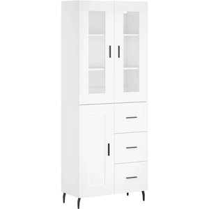vidaXL Buffet haut Blanc 69,5x34x180 cm Bois d'ingénierie pas cher