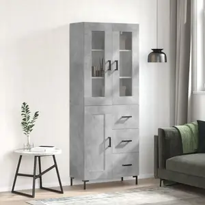 vidaXL Buffet haut Gris béton 69,5x34x180 cm Bois d'ingénierie pas cher