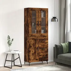 vidaXL Buffet haut Chêne fumé 69,5x34x180 cm Bois d'ingénierie pas cher
