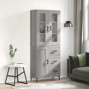 vidaXL Buffet haut Sonoma gris 69,5x34x180 cm Bois d'ingénierie pas cher