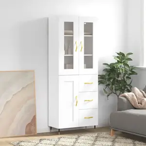 vidaXL Buffet haut Blanc 69,5x34x180 cm Bois d'ingénierie pas cher