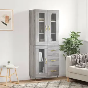 Comparateur de prix : vidaXL Buffet haut Sonoma gris 69,5x34x180 cm Bois d'ingénierie