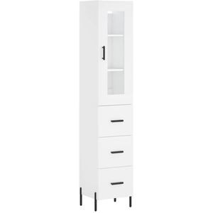 vidaXL Buffet haut Blanc 34,5x34x180 cm Bois d'ingénierie pas cher