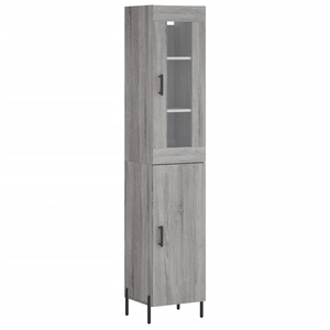 vidaXL Buffet haut Sonoma gris 34,5x34x180 cm Bois d'ingénierie pas cher