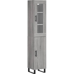 vidaXL Buffet haut Sonoma gris 34,5x34x180 cm Bois d'ingénierie pas cher