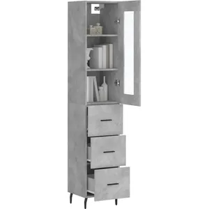 vidaXL Buffet haut Gris béton 34,5x34x180 cm Bois d'ingénierie pas cher