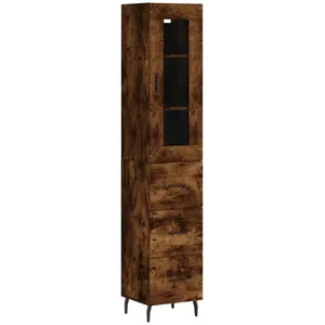 vidaXL Buffet haut Chêne fumé 34,5x34x180 cm Bois d'ingénierie pas cher
