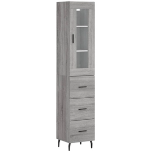 vidaXL Buffet haut Sonoma gris 34,5x34x180 cm Bois d'ingénierie pas cher