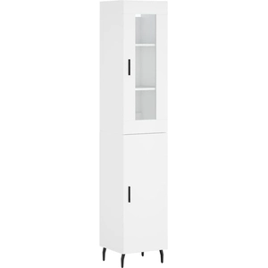 vidaXL Buffet haut Blanc 34,5x34x180 cm Bois d'ingénierie pas cher