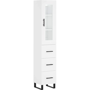 vidaXL Buffet haut Blanc 34,5x34x180 cm Bois d'ingénierie pas cher