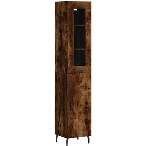 vidaXL Buffet haut Chêne fumé 34,5x34x180 cm Bois d'ingénierie pas cher