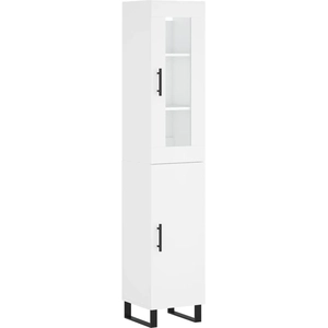 vidaXL Buffet haut Blanc 34,5x34x180 cm Bois d'ingénierie pas cher