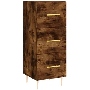 vidaXL Buffet haut Chêne fumé 34,5x34x180 cm Bois d'ingénierie pas cher