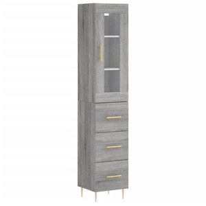 vidaXL Buffet haut Sonoma gris 34,5x34x180 cm Bois d'ingénierie pas cher