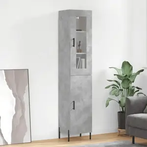 vidaXL Buffet haut Gris béton 34,5x34x180 cm Bois d'ingénierie pas cher