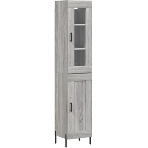 vidaXL Buffet haut Sonoma gris 34,5x34x180 cm Bois d'ingénierie pas cher