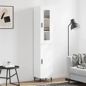 vidaXL Buffet haut Blanc 34,5x34x180 cm Bois d'ingénierie pas cher