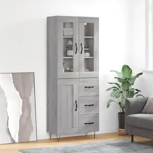 Comparateur de prix : vidaXL Vidaxl Buffet Haut Sonoma Gris 69,5x34x180 Cm Bois D'ingénierie