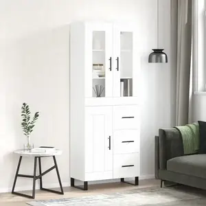 vidaXL Buffet haut Blanc 69,5x34x180 cm Bois d'ingénierie pas cher