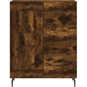 vidaXL Buffet haut Chêne fumé 69,5x34x180 cm Bois d'ingénierie pas cher