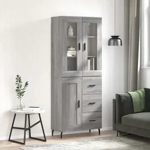 vidaXL Buffet haut Sonoma gris 69,5x34x180 cm Bois d'ingénierie pas cher