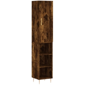 vidaXL Buffet haut Chêne fumé 34,5x34x180 cm Bois d'ingénierie pas cher