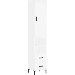 vidaXL Buffet haut Blanc 34,5x34x180 cm Bois d'ingénierie pas cher