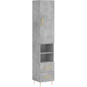 vidaXL Buffet haut Gris béton 34,5x34x180 cm Bois d'ingénierie pas cher