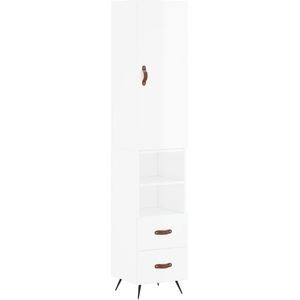 vidaXL Buffet haut Blanc brillant 34,5x34x180 cm Bois d'ingénierie pas cher