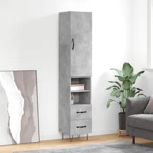 vidaXL Buffet haut Gris béton 34,5x34x180 cm Bois d'ingénierie pas cher