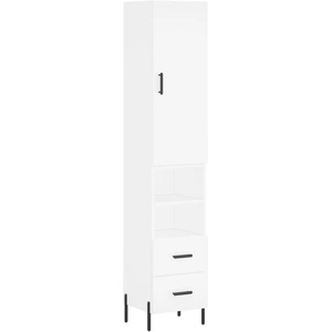 vidaXL Buffet haut Blanc 34,5x34x180 cm Bois d'ingénierie pas cher