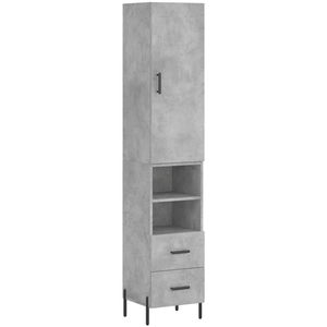 vidaXL Buffet haut Gris béton 34,5x34x180 cm Bois d'ingénierie pas cher