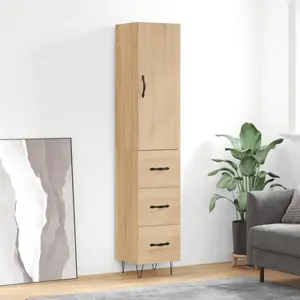 vidaXL Buffet haut Chêne sonoma 34,5x34x180 cm Bois d'ingénierie pas cher