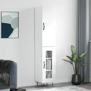 vidaXL Buffet haut Blanc 34,5x34x180 cm Bois d'ingénierie pas cher