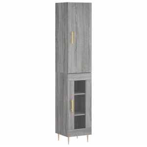 vidaXL Buffet haut Sonoma gris 34,5x34x180 cm Bois d'ingénierie pas cher
