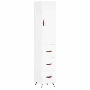 vidaXL Buffet haut Blanc 34,5x34x180 cm Bois d'ingénierie pas cher