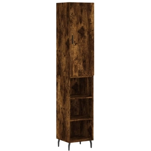 vidaXL Buffet haut Chêne fumé 34,5x34x180 cm Bois d'ingénierie pas cher