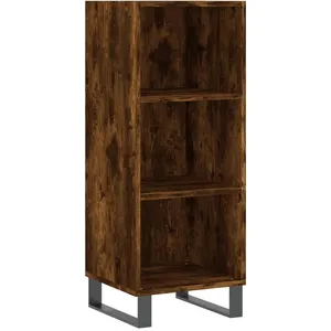 vidaXL Buffet haut Chêne fumé 34,5x34x180 cm Bois d'ingénierie pas cher