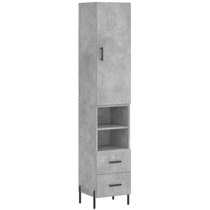 vidaXL Buffet haut Gris béton 34,5x34x180 cm Bois d'ingénierie pas cher