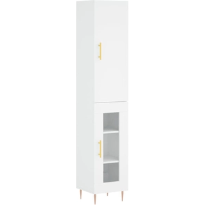 vidaXL Buffet haut Blanc 34,5x34x180 cm Bois d'ingénierie pas cher
